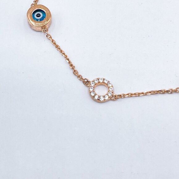 925 Evil Eye Bracelet With Crystals Rose Gold-Plated Bracelet - Picture 3 of 5